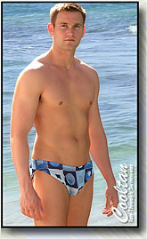 Mens 1 inch Blue Chex swimsuit. No more tan lines!