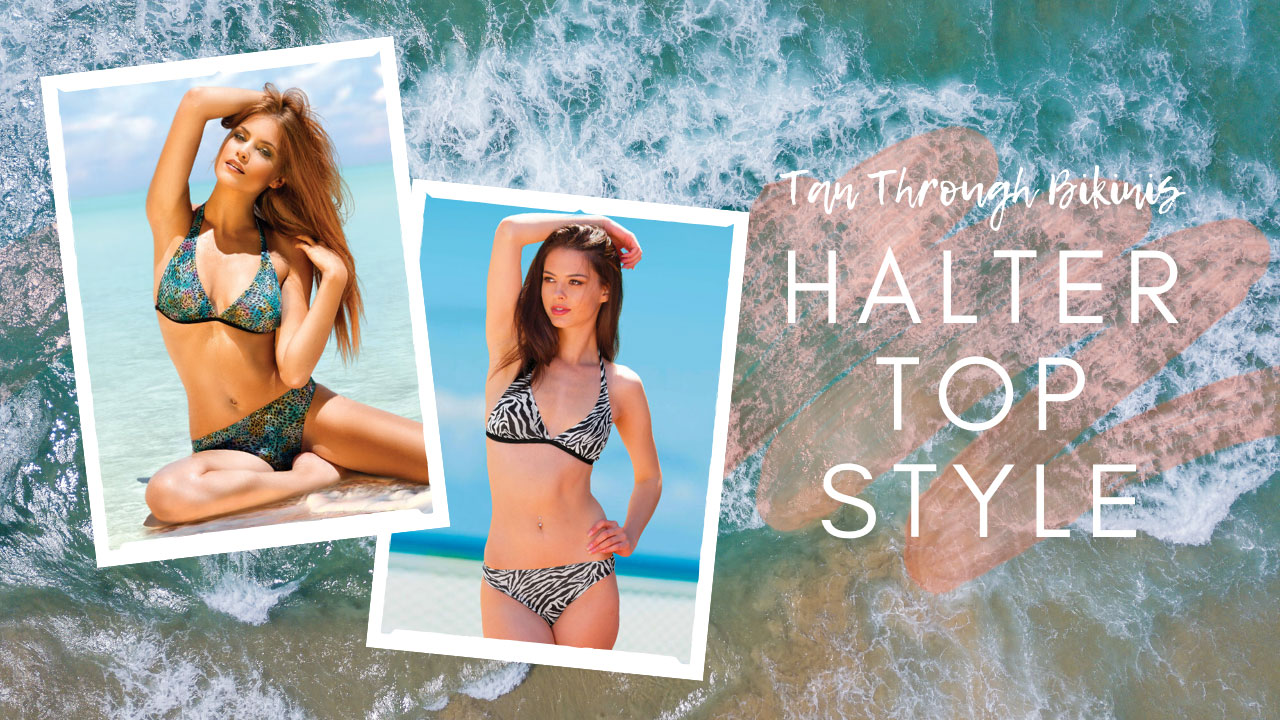 Tan Through Two-Piece Bikinis | Halter Top Bikinis